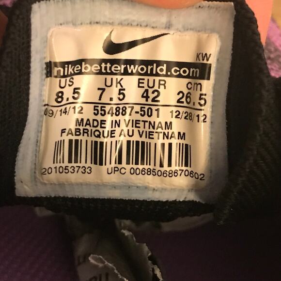 Nike Flyknit Lunar 1+ One+ Men's Size 8.5 Purple Black Racer Grey Air Max - Picture 6 of 7